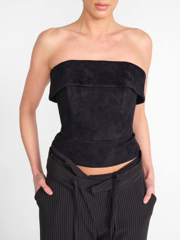 Willow – Offshoulder Veloursleder-Top