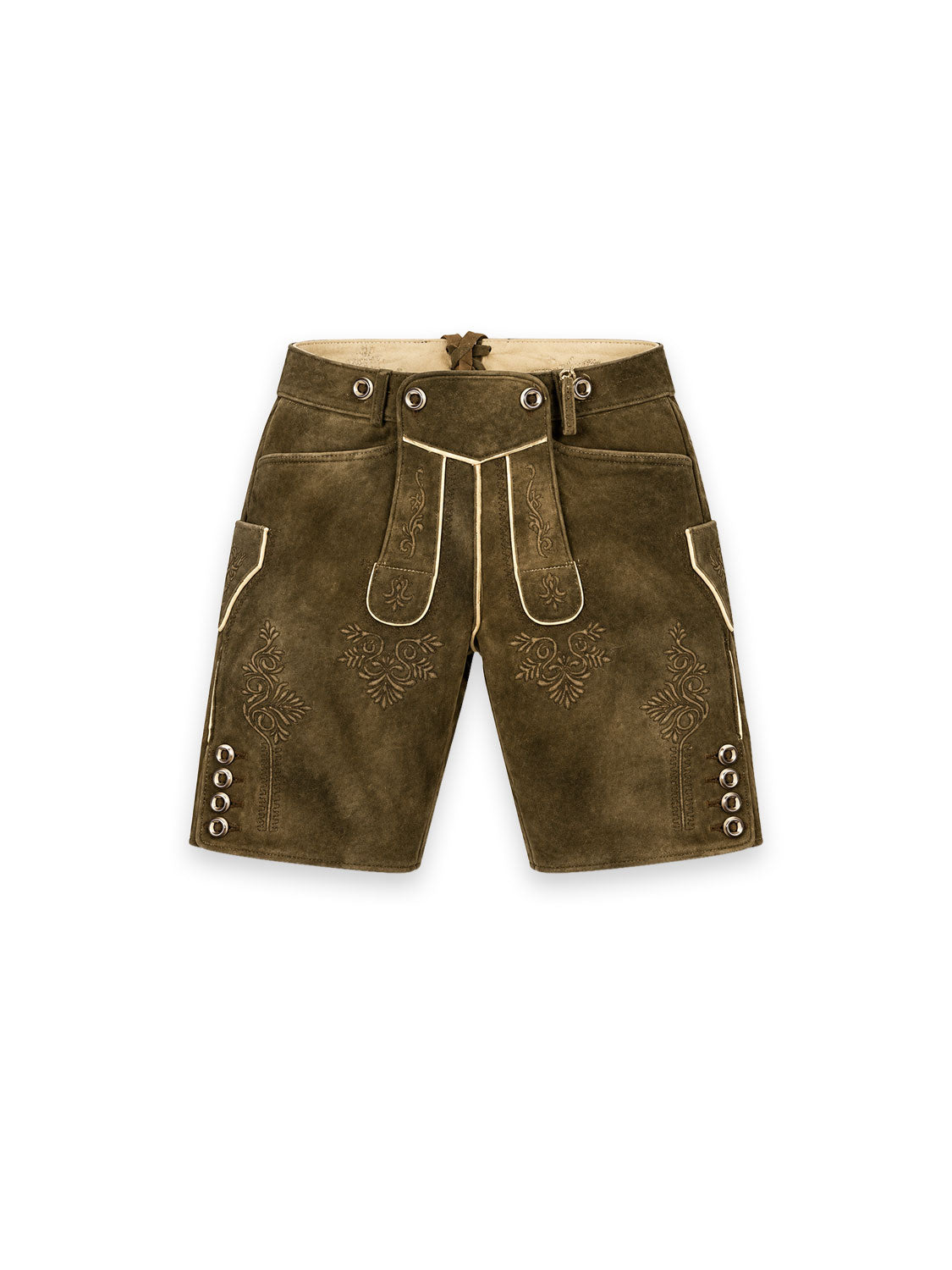 Wiesenlederhose – Rustikales Veloursleder mit traditioneller Stickerei