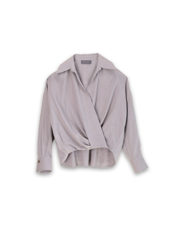 Gecroppte Bluse aus Leinen-Mix