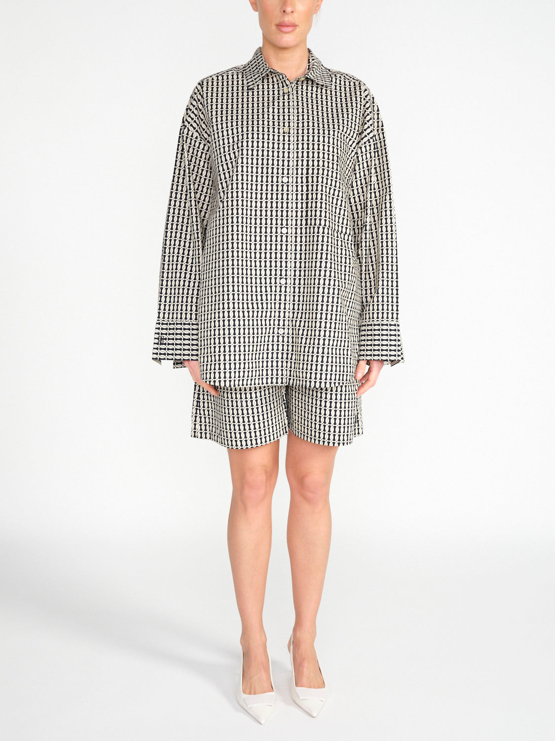 Siona – Kurze Baumwoll-Shorts mit Monogramm-Print