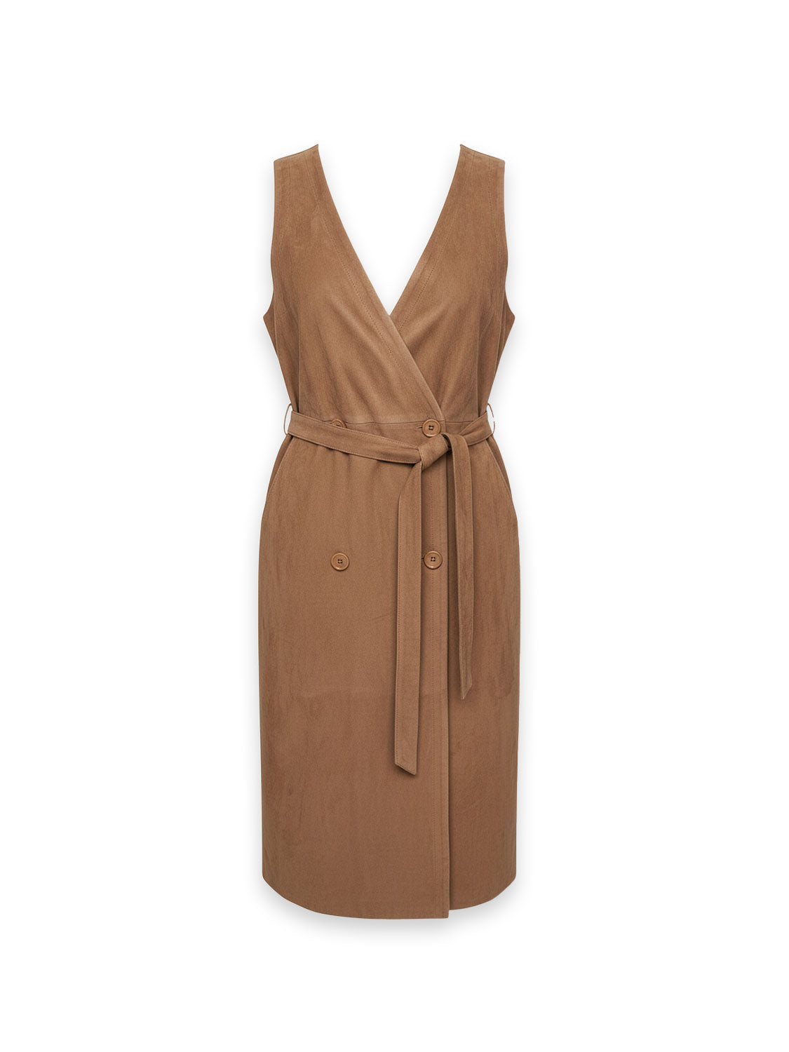 Ärmellose Lederjacke im Trench-Stil