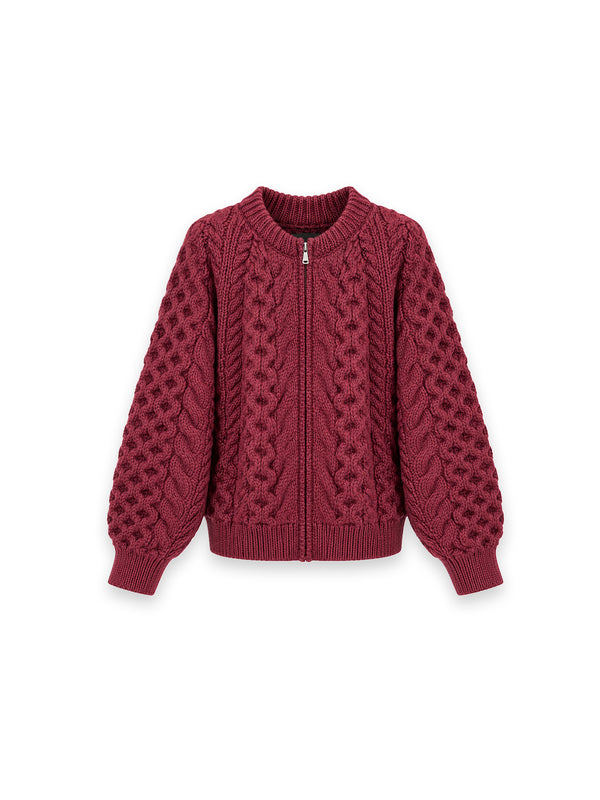 Lucia Zipped Cable Bomber aus Wolle