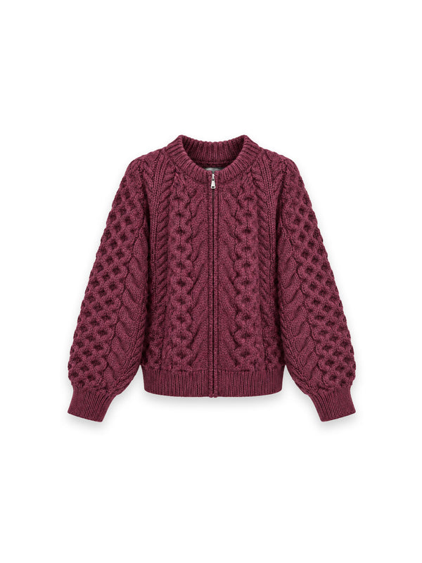 Lucia Zipped Cable Bomber aus Wolle