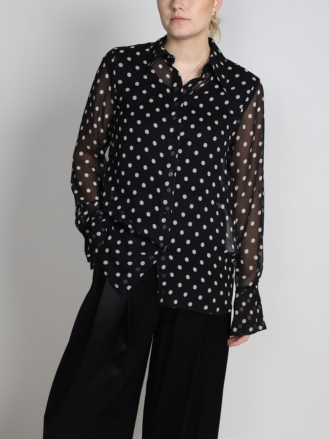 Chiffon Bluse mit Polka Dots