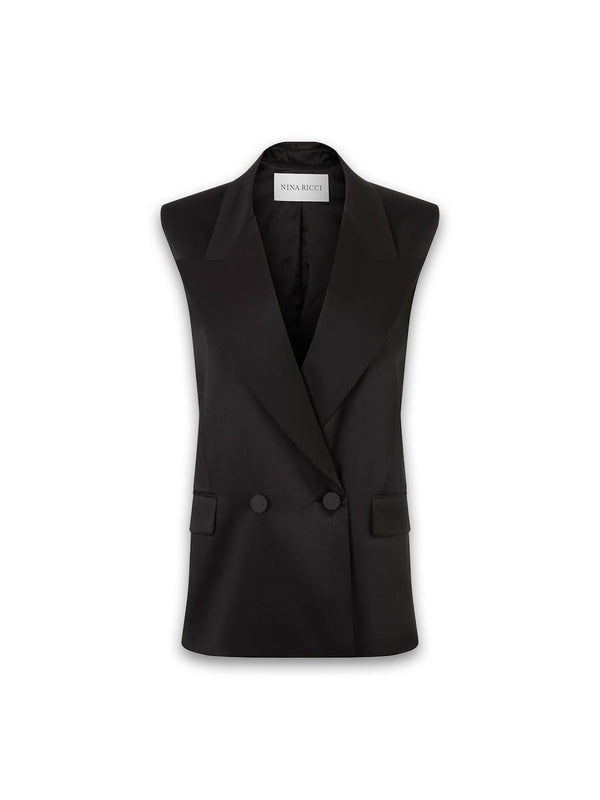 Ärmelloser Blazer aus Satin