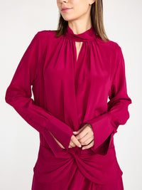 Midikleid aus Seide mit hohem Kragen