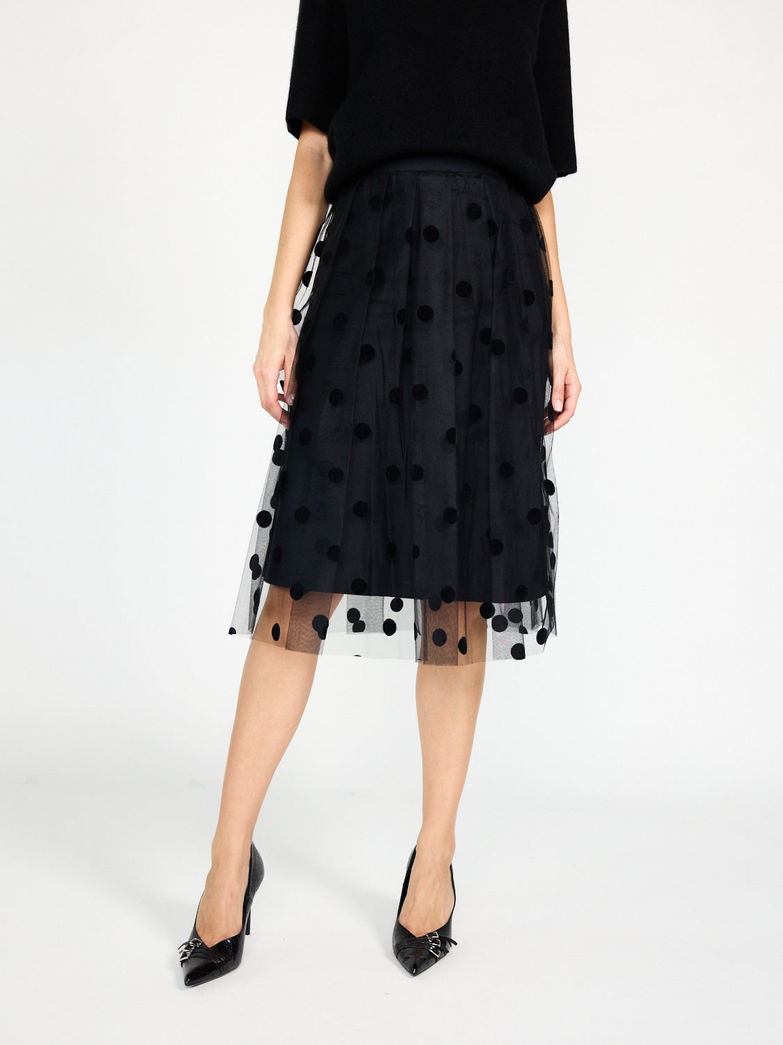 Plissierter Tüll-Rock mit Punkt-Design