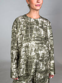 Farbflecken-Muster Bluse aus Seide 