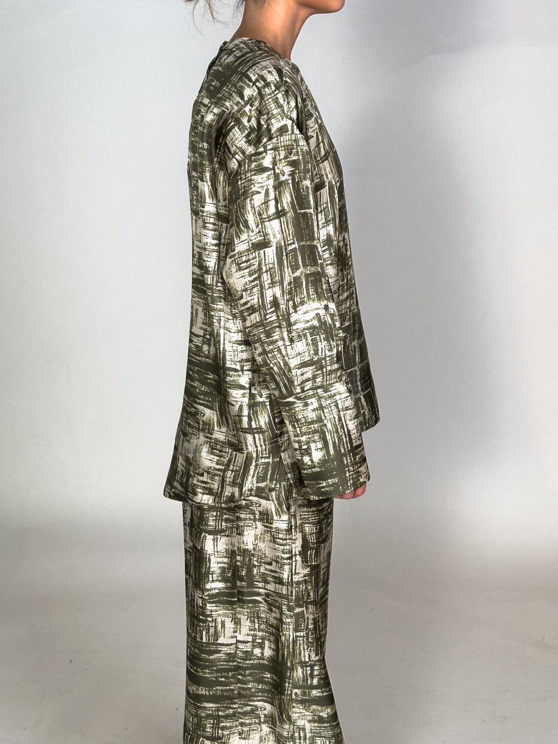 Farbflecken-Muster Bluse aus Seide 