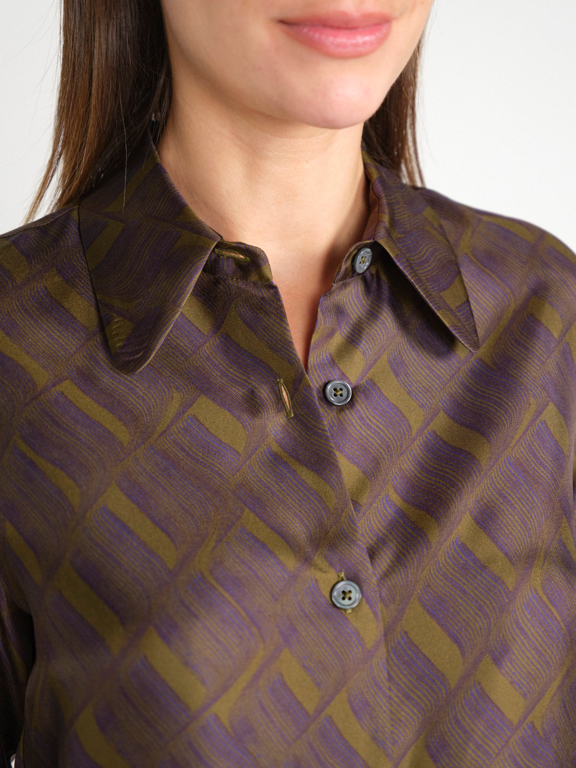 Seide-Bluse mit Wellen-Muster