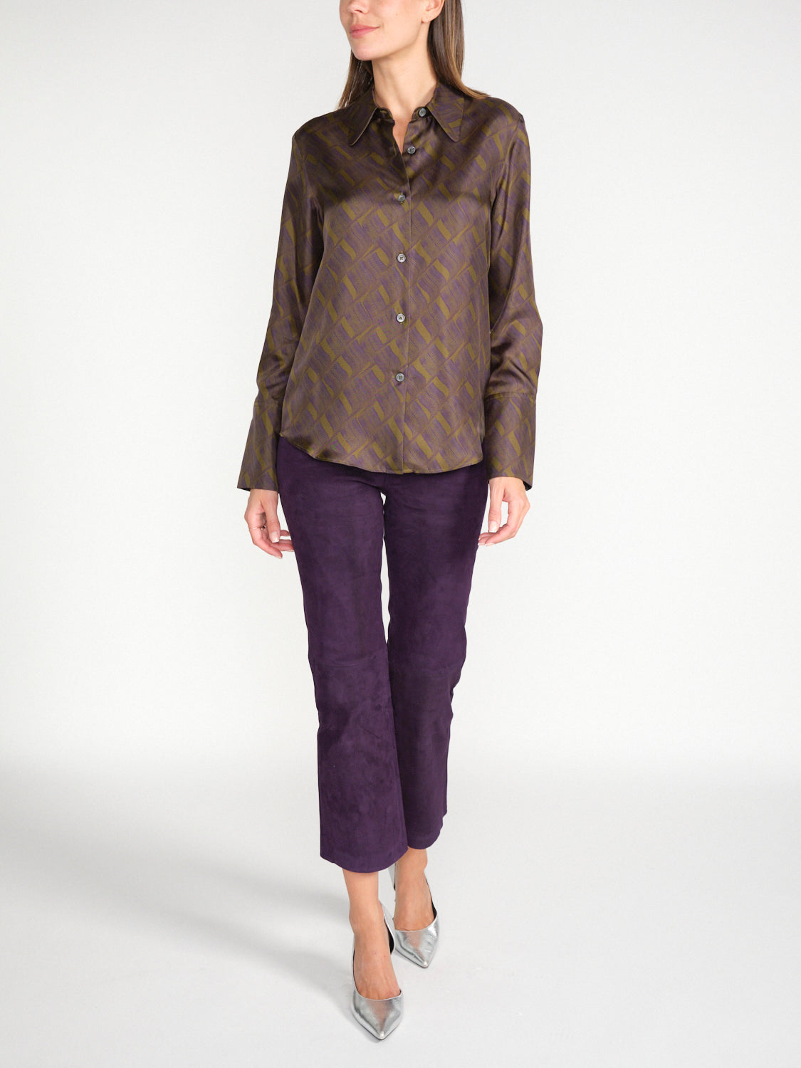 Seide-Bluse mit Wellen-Muster