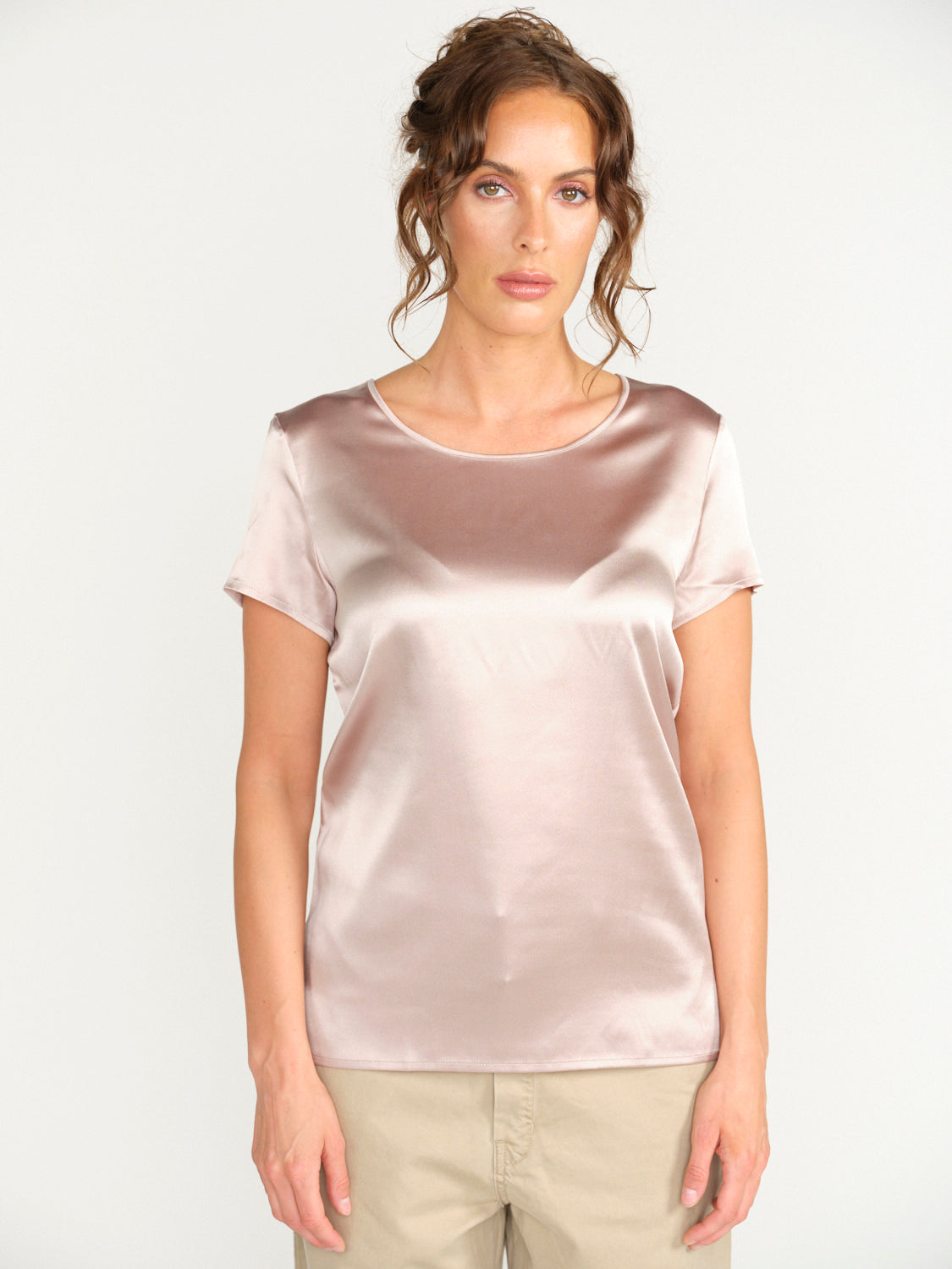 T-Shirt mit Crew-Neck aus Seide