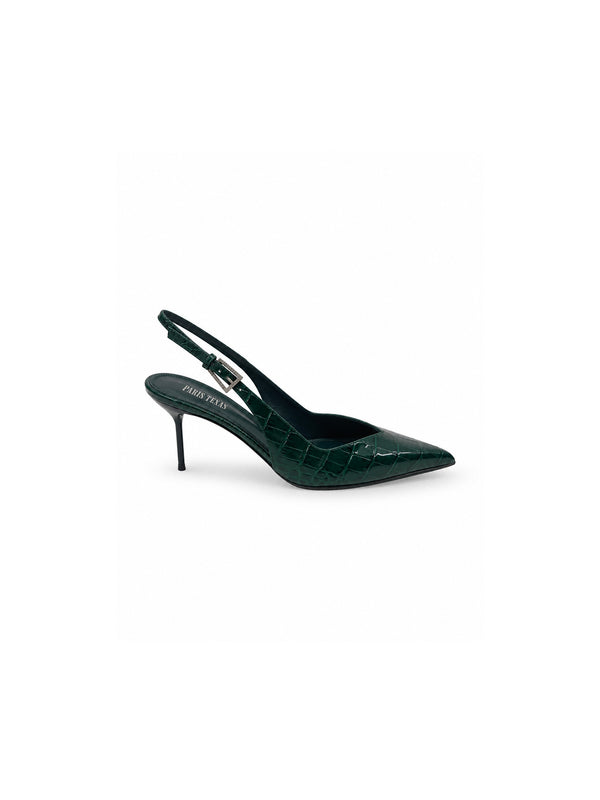 Paris Texas Lidia Buckle Slingback-Pumps mit Schmuckschließe in Grün – Freisteller