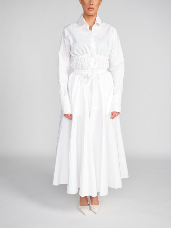 Popelin Maxikleid mit weitem Rockteil