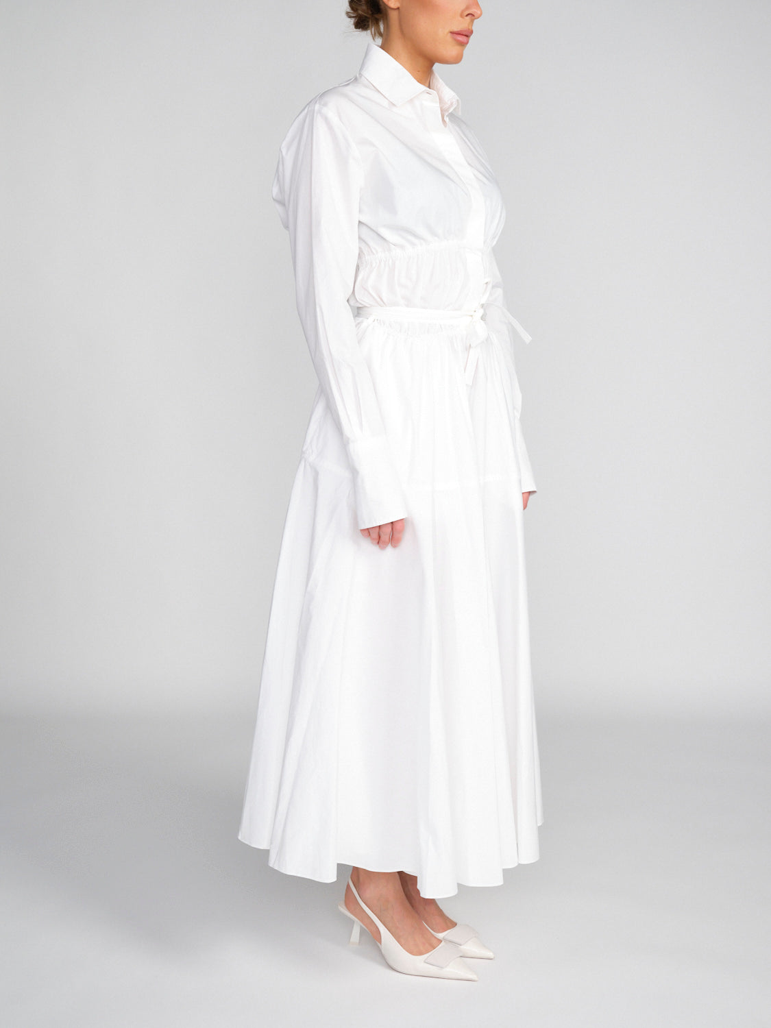 Popelin Maxikleid mit weitem Rockteil