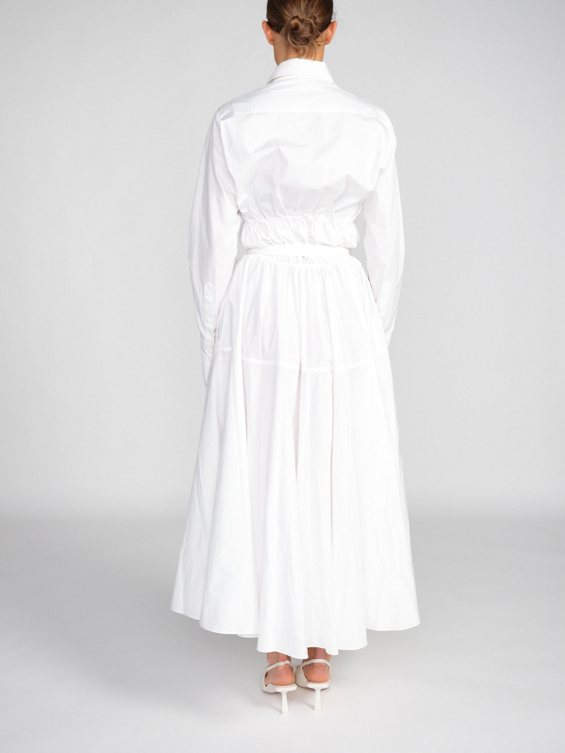 Popelin Maxikleid mit weitem Rockteil