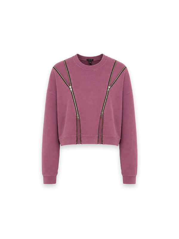 Berry Zip Sweatshirt – Zippered Statement Detail