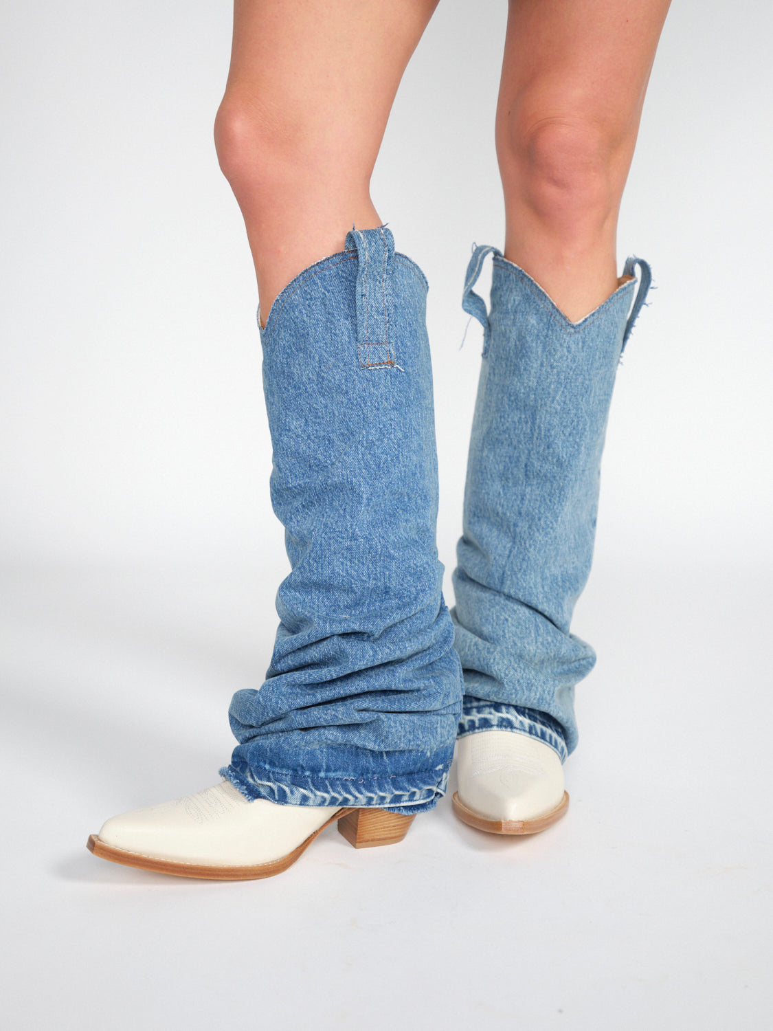 Cowboyboots mit Denim-Stulpen 