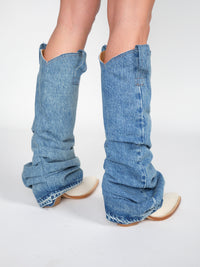 Cowboyboots mit Denim-Stulpen 
