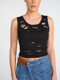 Distressed Tank - Cropped Top mit Cut-Outs