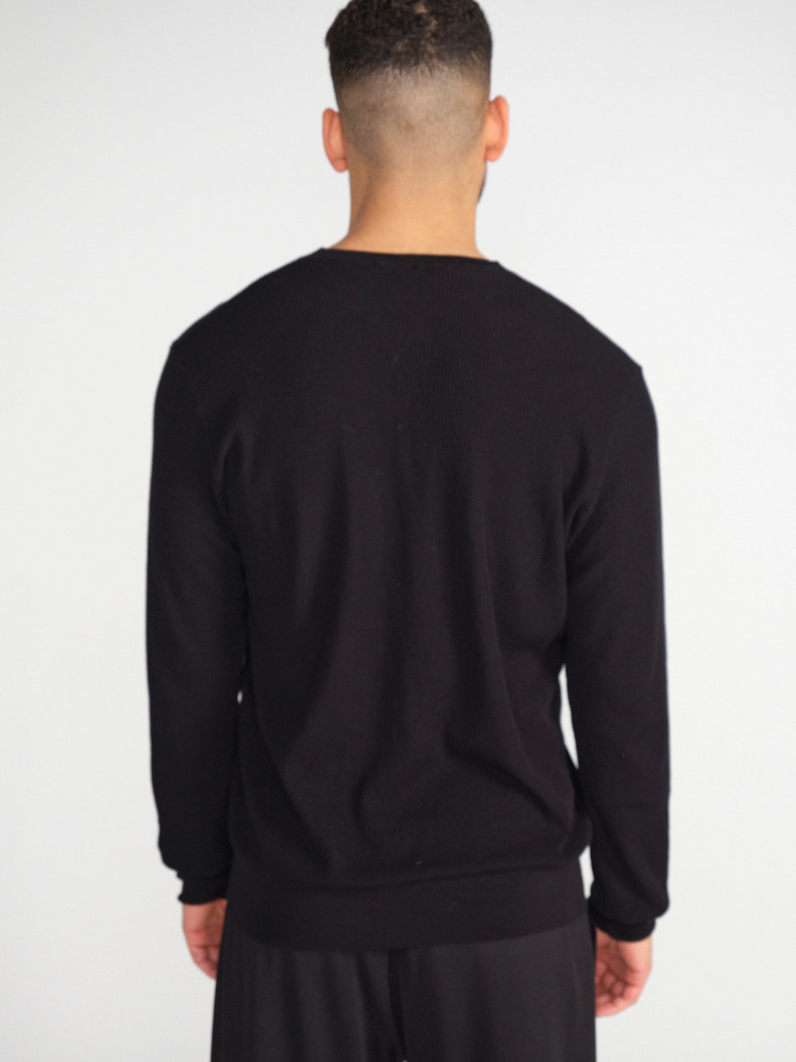 Serafino – Leichter Ripp-Baumwoll Pullover mit Knopfleiste