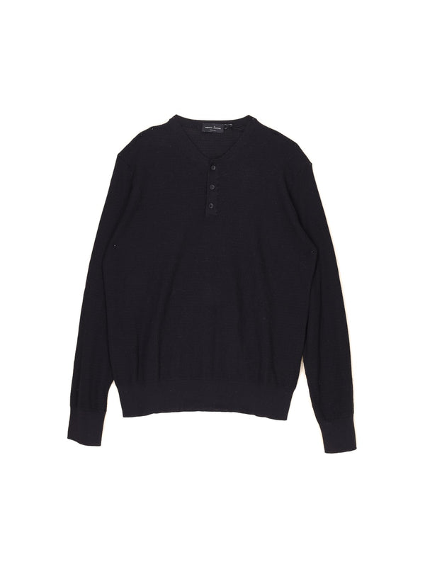 Serafino – Leichter Ripp-Baumwoll Pullover mit Knopfleiste