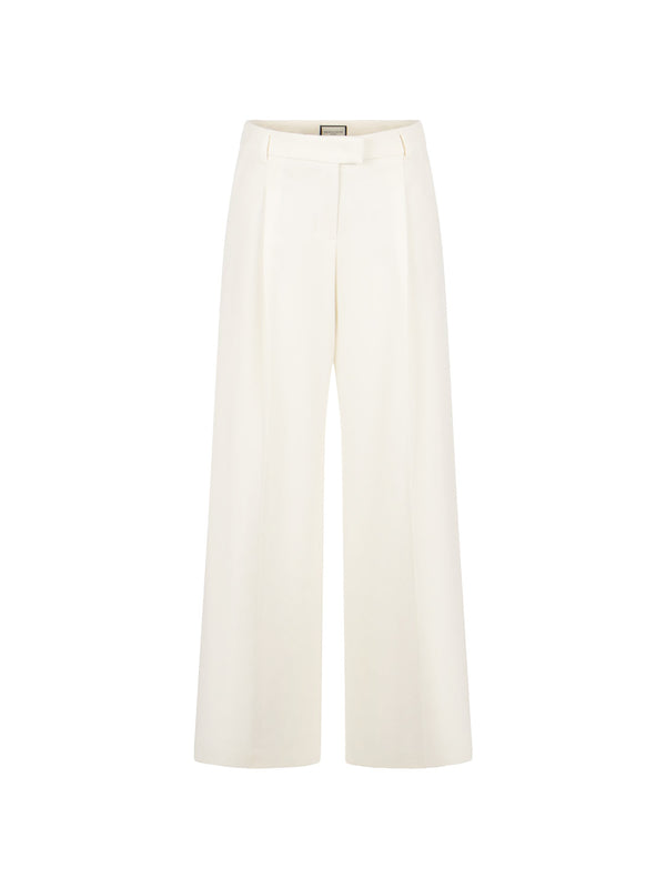 Stretchige Wide-Leg Bundfaltenhose