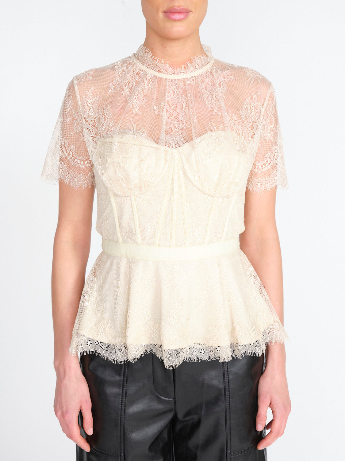 Kehlani – Stretchiges Bustier-Top mit Details aus Spitze