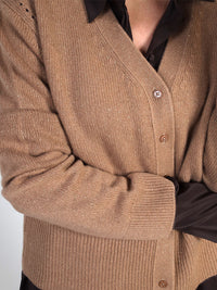 Kaschmir-Lurex-Cardigan mit V-Ausschnitt