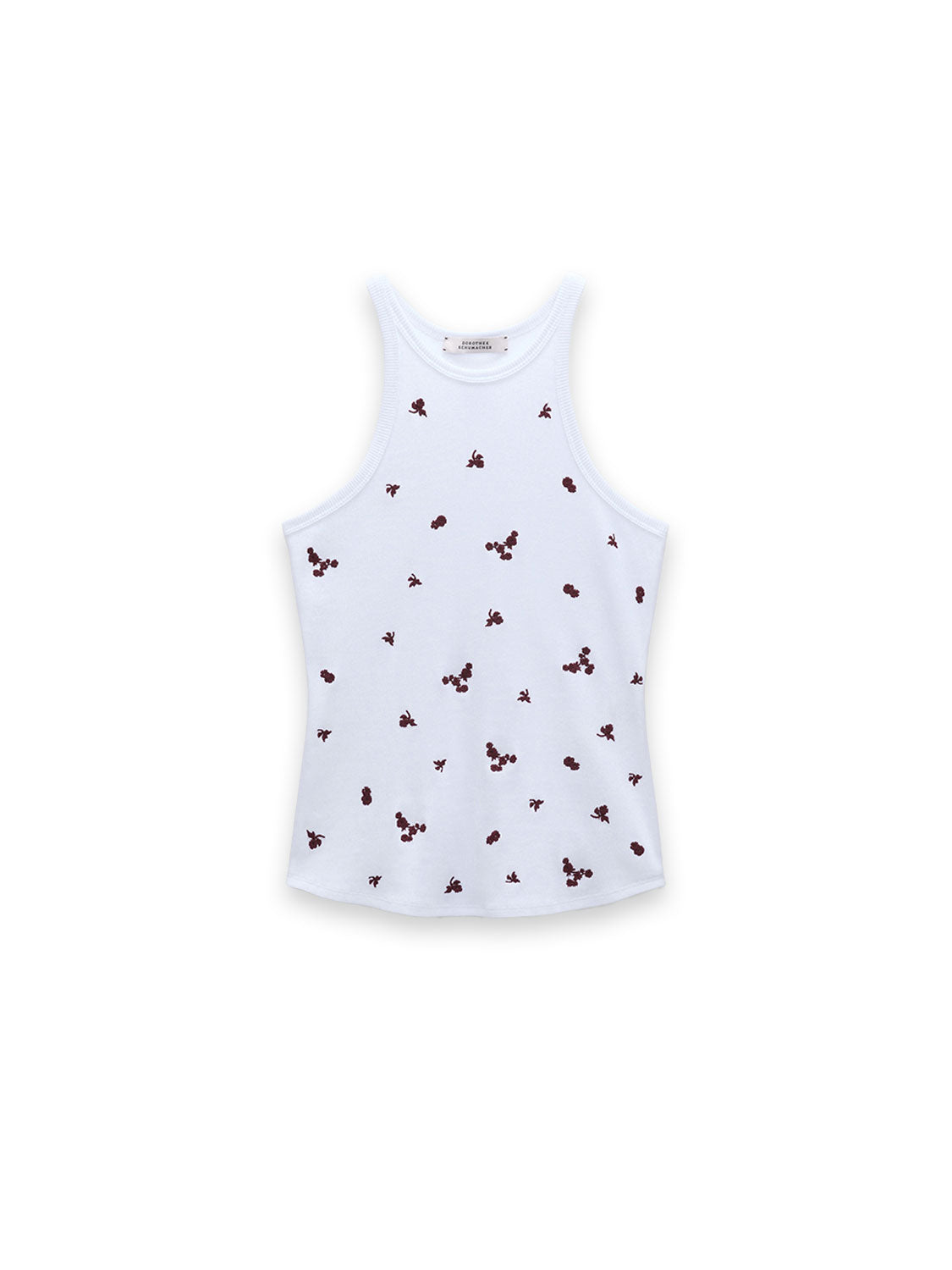 Ribbed Tanktop mit Blumen Stickerei