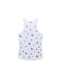 Ribbed Tanktop mit Blumen Stickerei