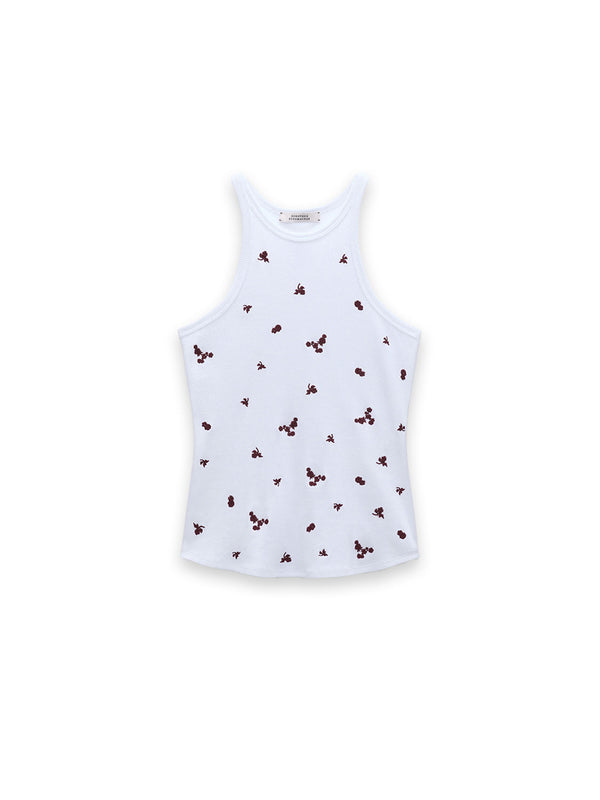 Ribbed Tanktop mit Blumen Stickerei