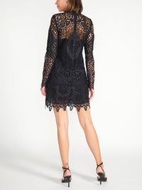 Eleni - Patchwork Minikleid mit floralem Lochmuster