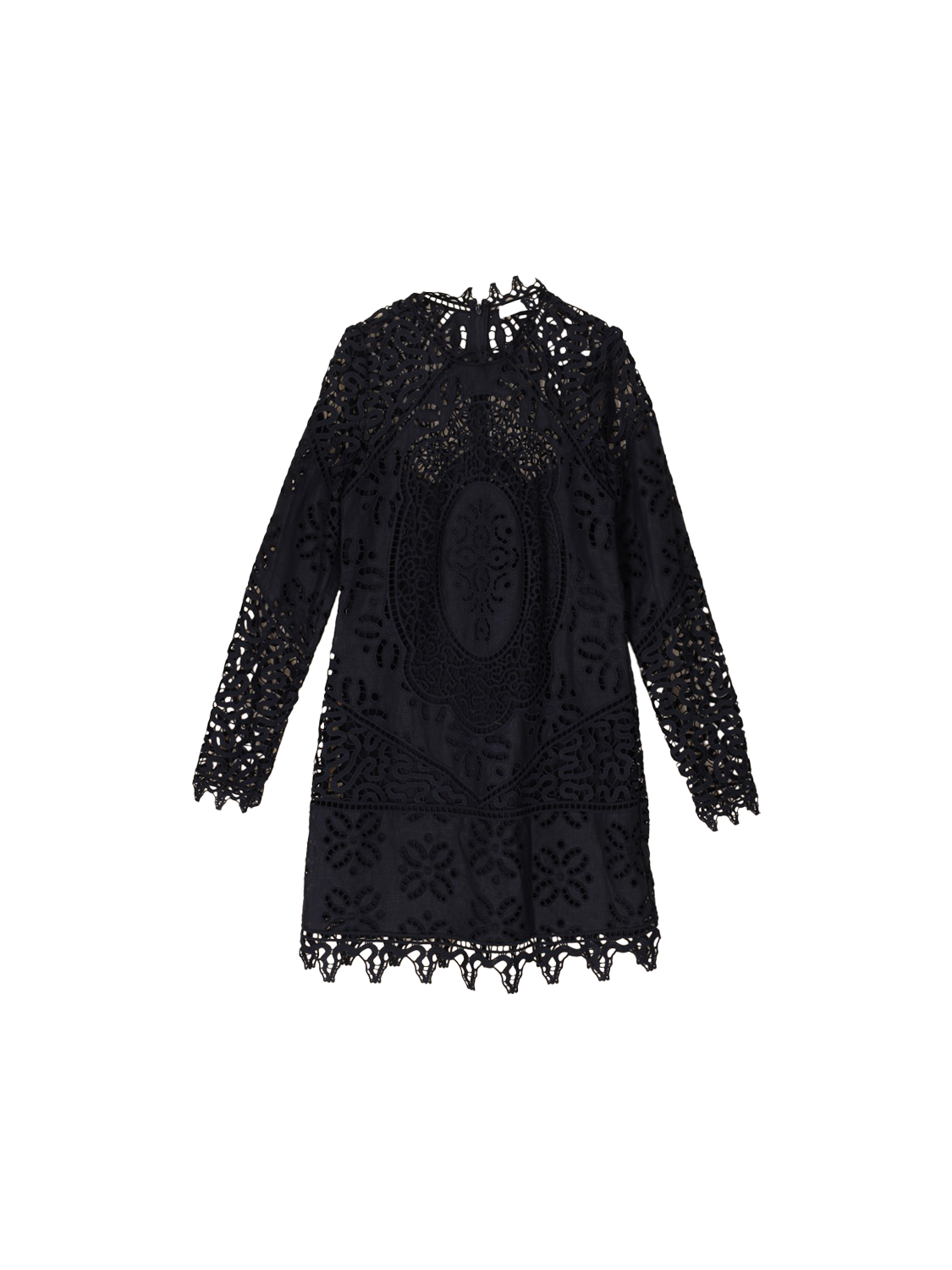 Eleni - Patchwork Minikleid mit floralem Lochmuster