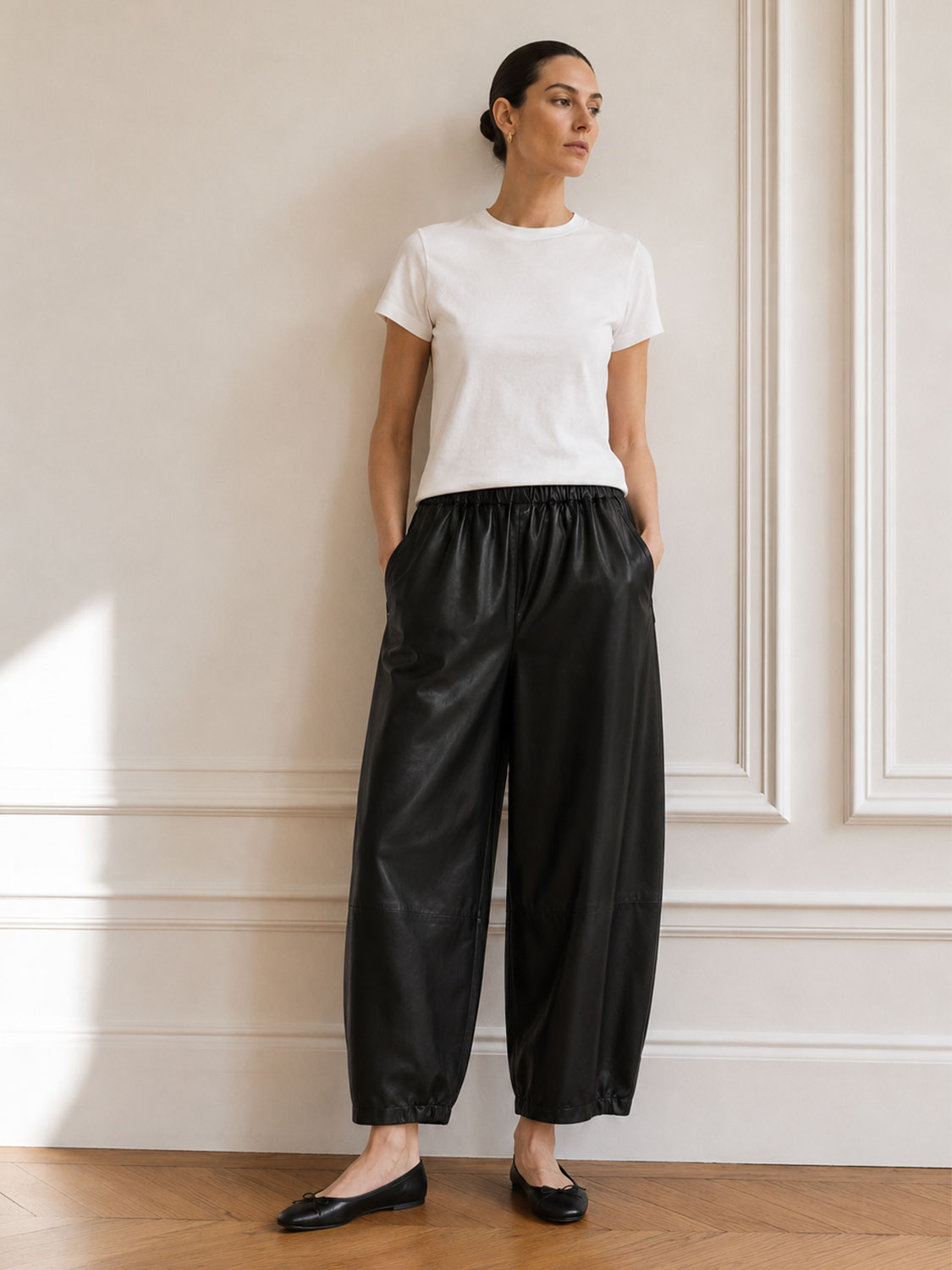 Palma Lederhose mit fließendem Wide Leg Schnitt