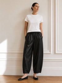 Palma Lederhose mit fließendem Wide Leg Schnitt