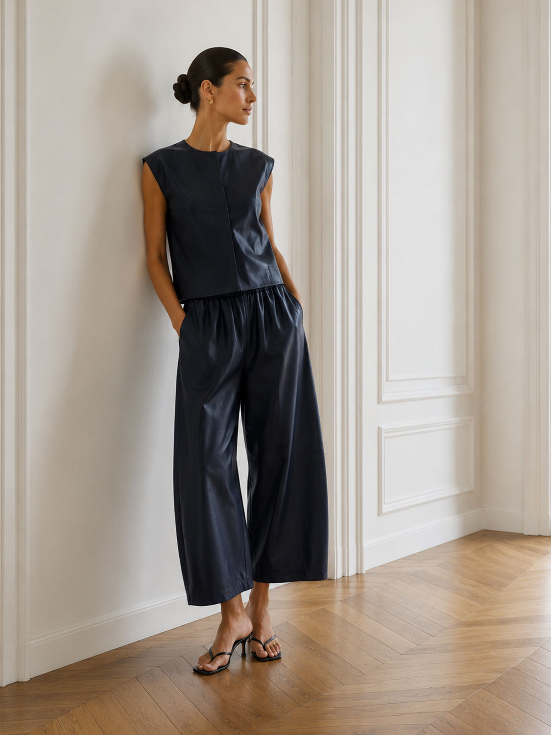 Palma Lederhose mit fließendem Wide Leg Schnitt