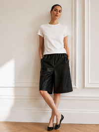 Pi Ledershorts mit markanten Zipperdetails