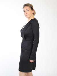 Long Sleeve V-Neck – Knielanges Kleid mit dekorativer Raffung
