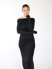 Off Shoulder Draped Gown  Maxikleid