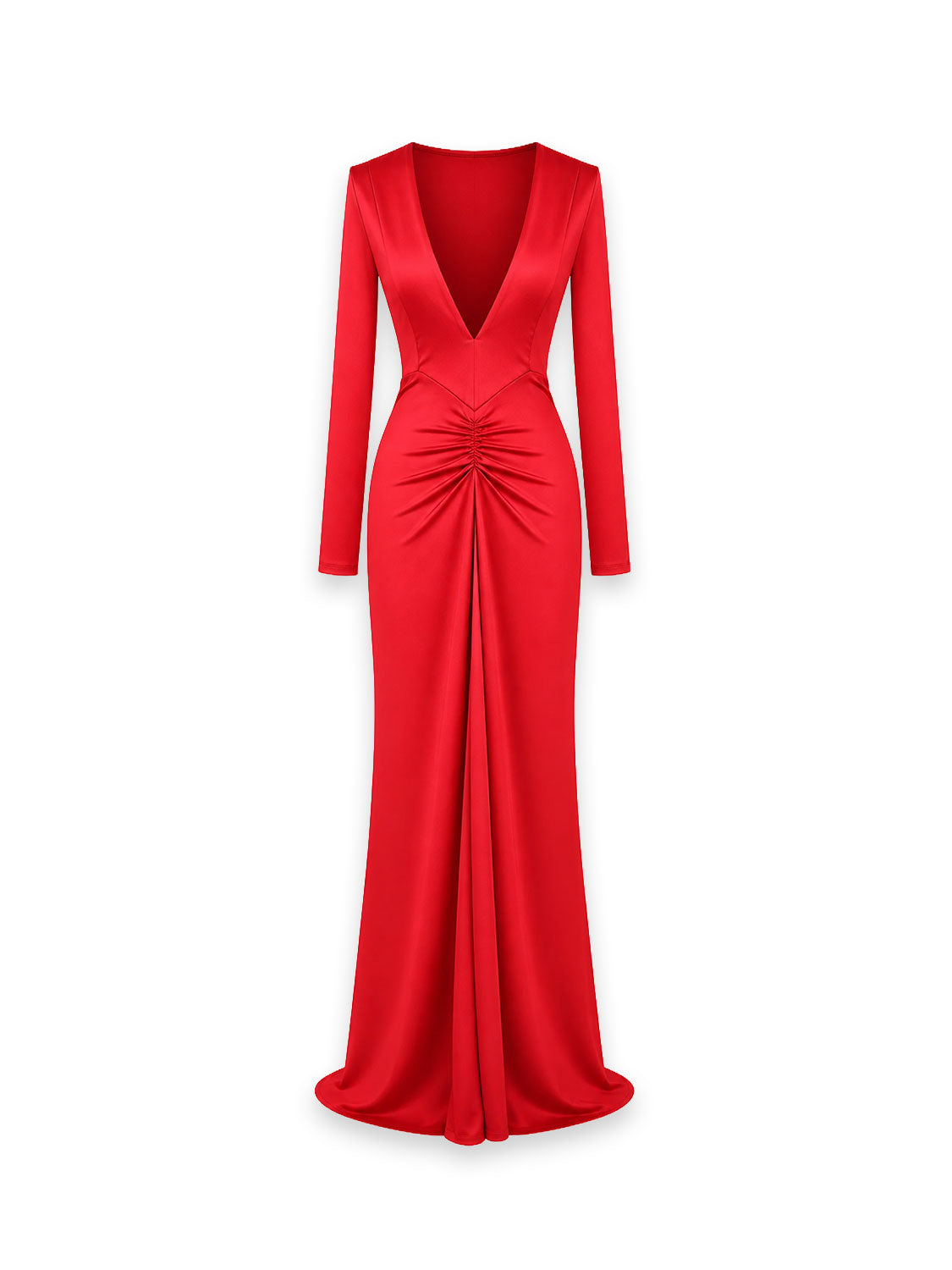 Long Sleeve Deep Cutout – Kleid mit V–Ausschnitt