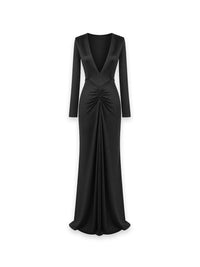 Long Sleeve Deep Cutout – Kleid mit V–Ausschnitt