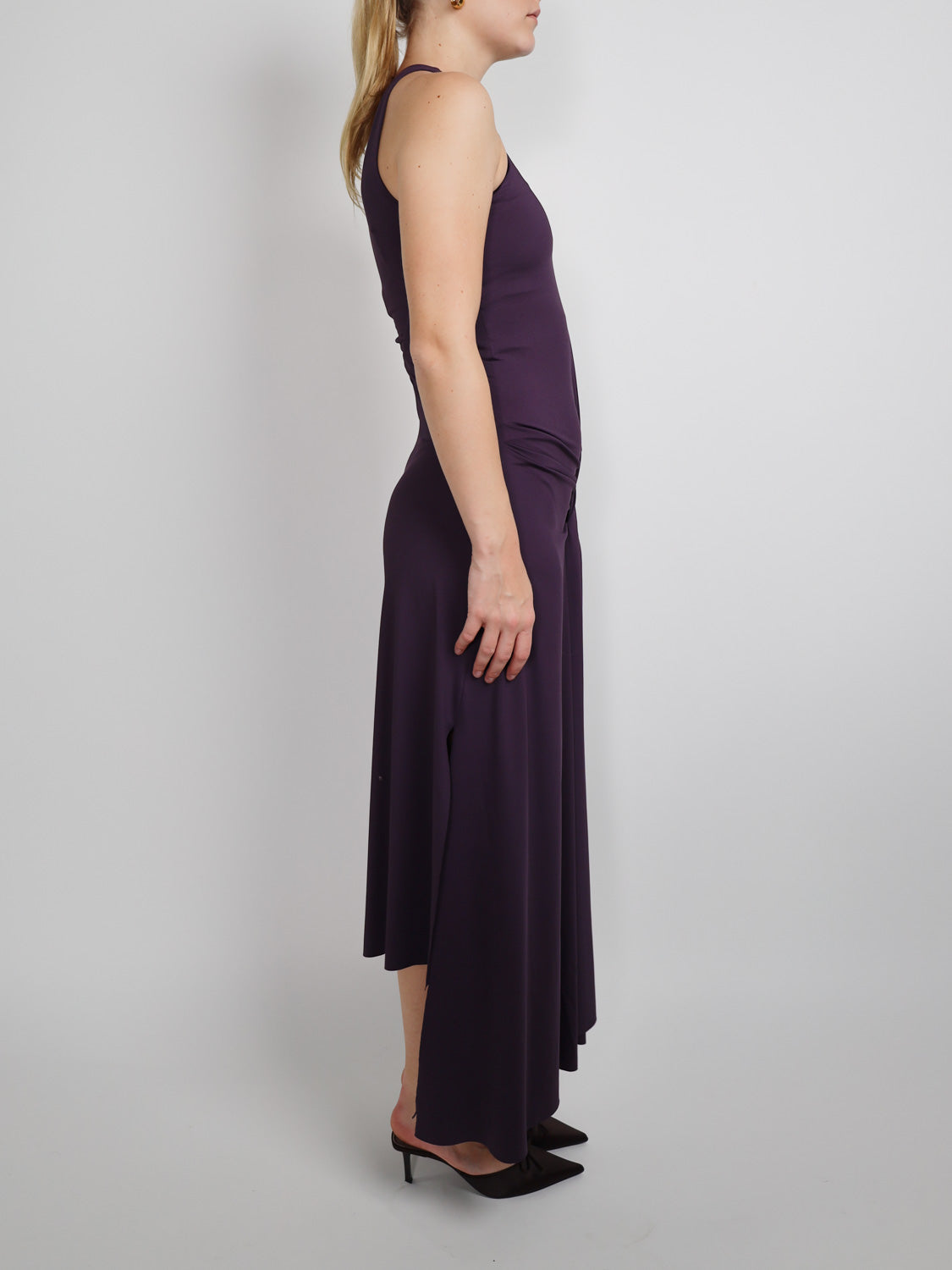 Sleeveless Drape Front – Stretchiges Maxikleid