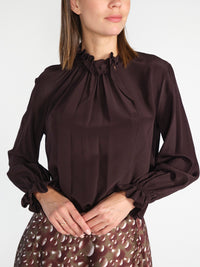 Bluse mit Rüschenkragen aus Seiden-Crêpe
