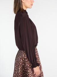 Bluse mit Rüschenkragen aus Seiden-Crêpe