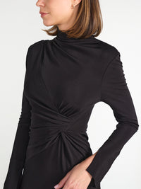 High Neck – Midikleid mit drapierter Taille  