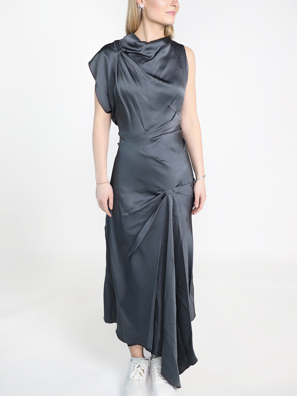 Asymmetric Draped -  Midikleid mit drapiertem Detail