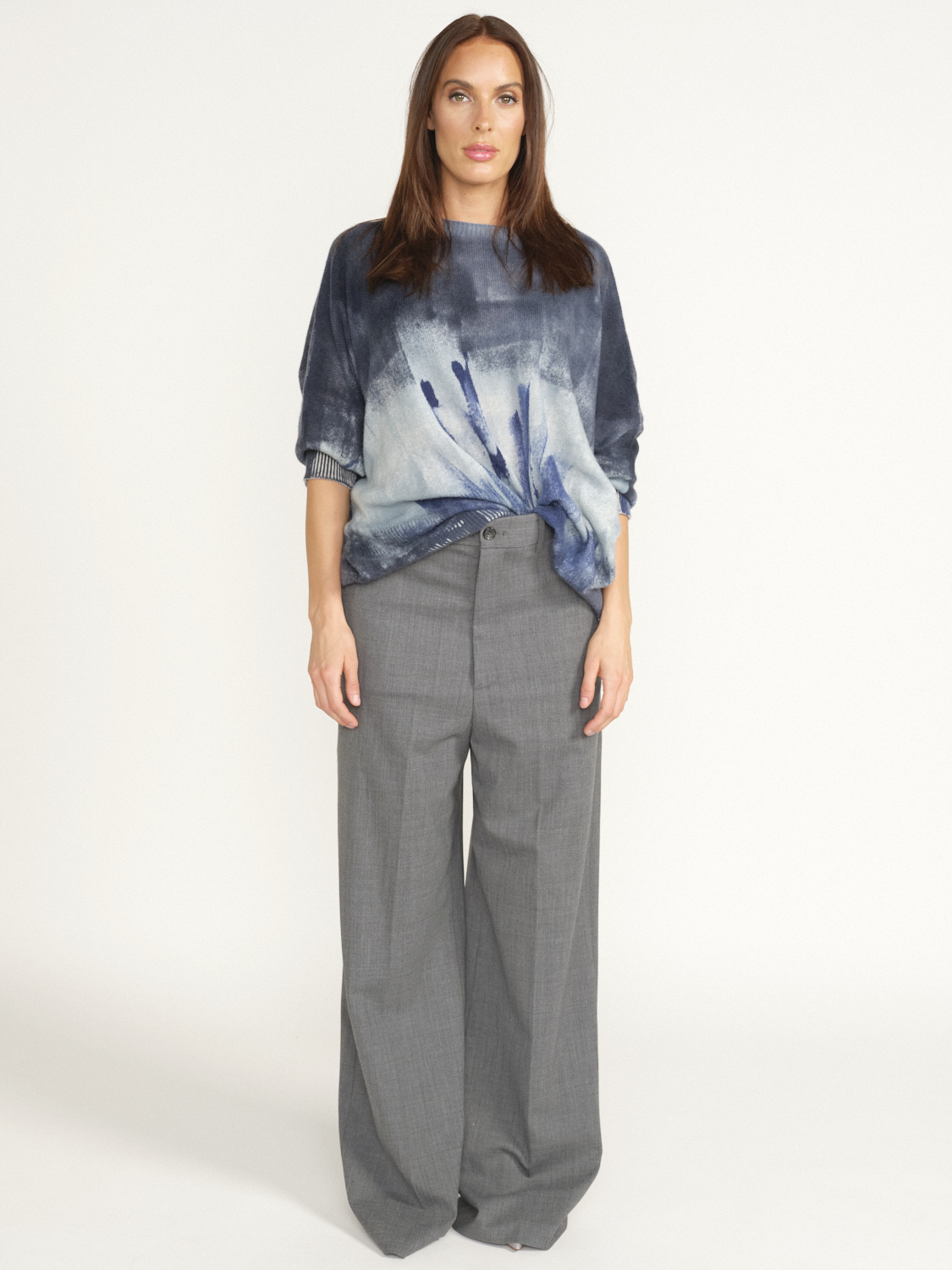 Nili Lotan Johan - Pleated trousers with straight cut leg  grey 34