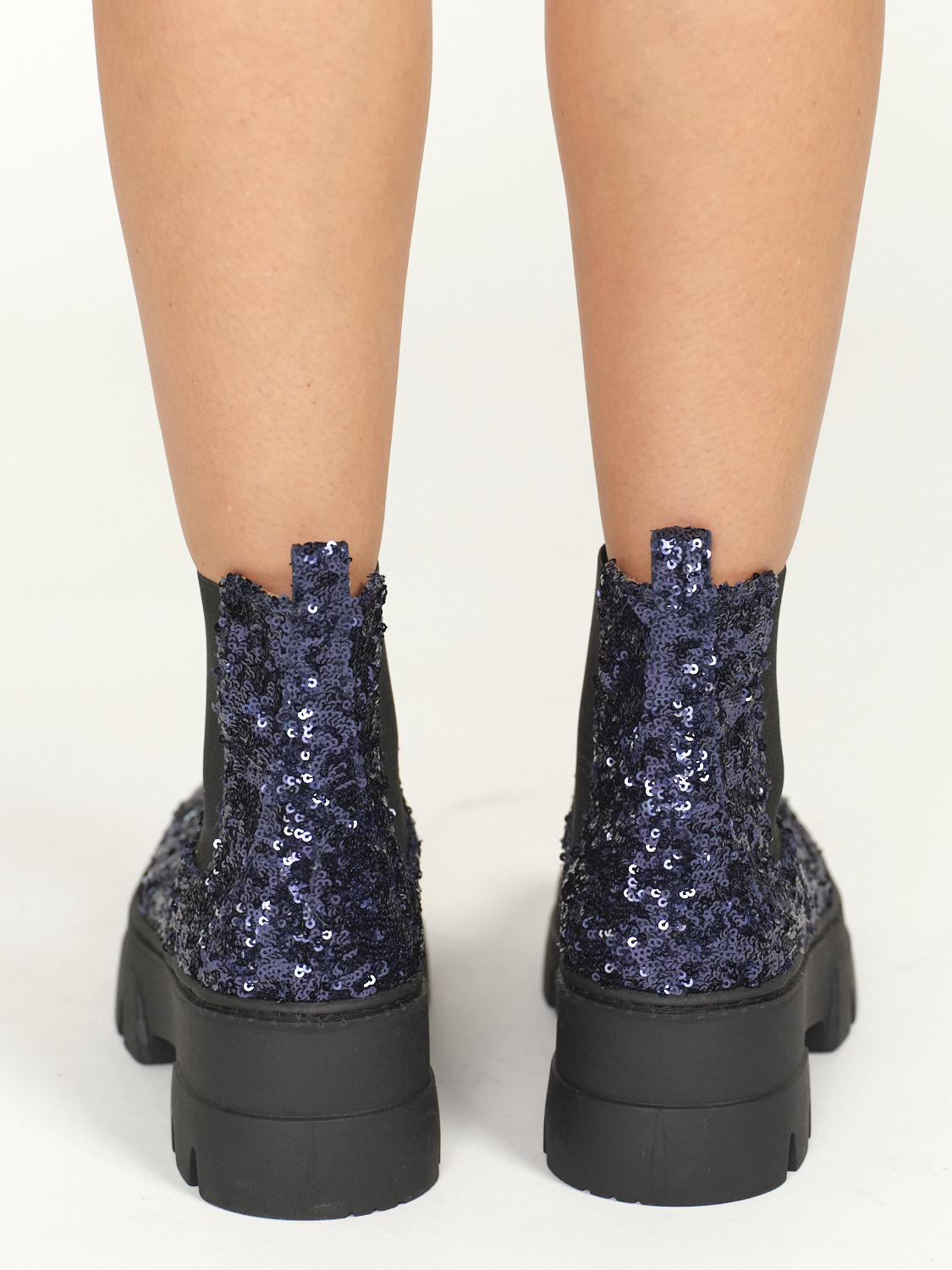 Ennequadro Ankle boots with paillette design blue 40