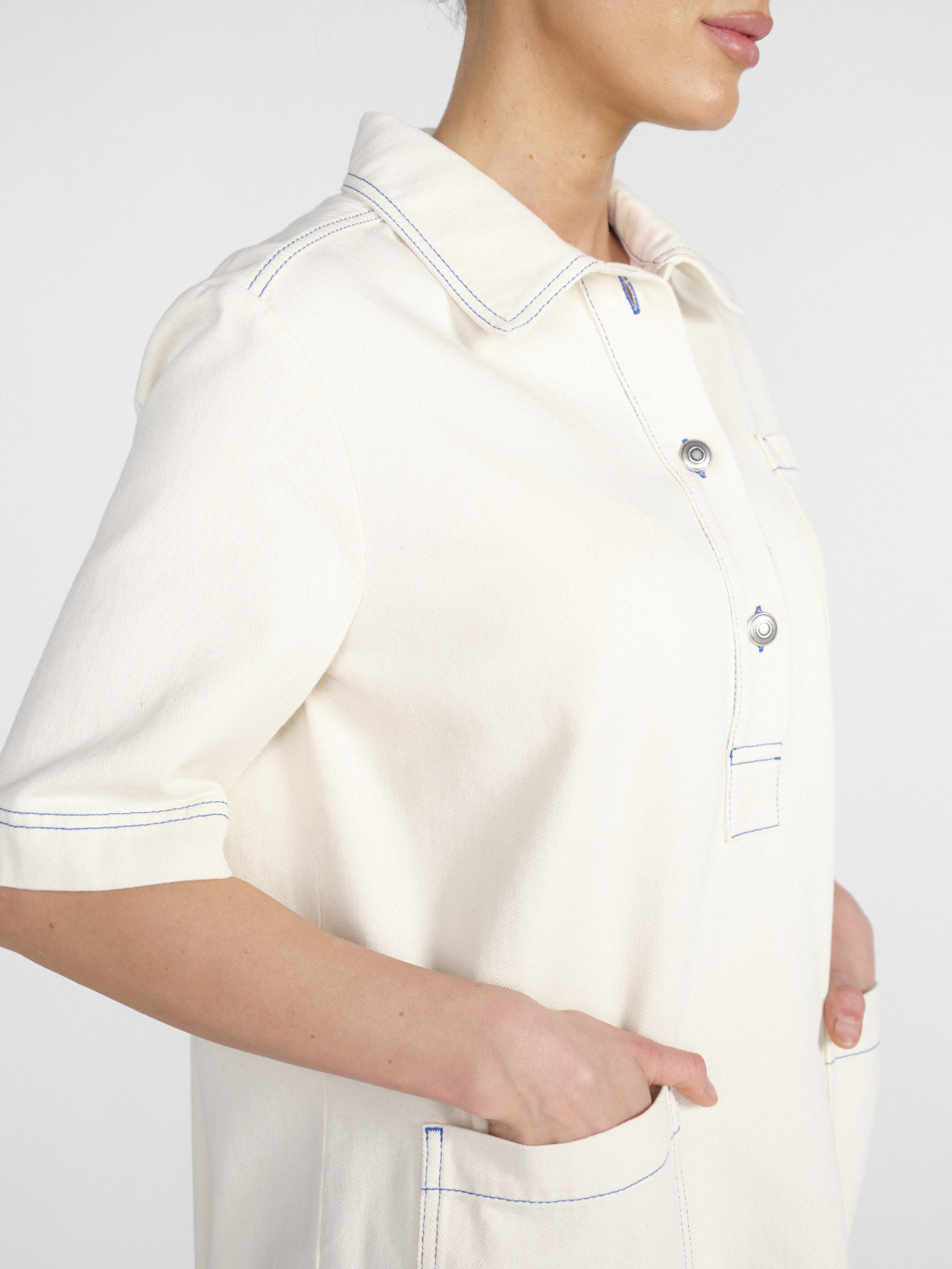 Semicouture Mini abito in cotone denim   creme XS/S